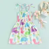 여자의 드레스 여름 아이 여자 아기 해변 공주 드레스 귀여운 인쇄 소매 끈 스트랩 코튼 드레스 어린이 옷