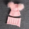 Beretten Baby Hat Sjalf Set Soft Infant Girl Boy Winter Autum voor kinderen Warm gebreide Toddler Stuff Beanies Cap Fur Ball