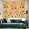 Tapisserier gula gröna forntida blommor tapestry retro rum vägg bakgrund dekoration vägg hängande rum dekor väggmålning