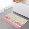 Carpets Rose Flower Pink Stripe Floor Mat Entrance Door Living Room Kitchen Rug Non-Slip Carpet Bathroom Doormat Home Decor