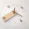 Väggklockor 16 tum nordisk enkelhet Mute Clock Modern design kvarts massivt trä akryl mat vardagsrum dekoration