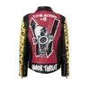 Mens Jackets Lordlds Studded Leather Jacket 남자 Red Fashion Pu Faux Outwear Motocle Streetwear Moto Biker and Coats