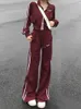 Kvinnors tvåbitar byxor houzhou y2k kpop tracksuit byxa set koreansk stil harajuku baggy sweatpants randiga zip upp tröjor 230815