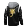 Herrenjacken Scorpion Jacke Männer modische Streetwear Motorrad Biker Lokomotive PU Leder Outwear Kapuze Zipper HipHop Punk -Mäntel