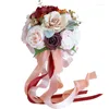 Wedding Flowers Bride Natural Holding Flower Wine Red Pink Bridal Bouquet Artificial Silk European Style Women