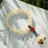 Strand Natural Retro Bodhi Hand String Small Lotus Pendant Men's and Women's Simple Gift White Jade Root Armband