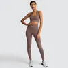 Ensembles actifs Tenues de yoga Vêtements de sport pour femmes rembourrés sans couture tricotés soutien-gorge de sport ensemble de pantalons de sport extensibles serrés vêtements de fitness survêtement pour femmes