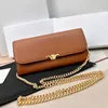 Designer-Handtasche mit Kette, hochwertige Umhängetasche, Designer-Damen-Geldbörse, Leder, kurze Geldbörse, Kartenhalter, Geldbörsen, klassische Tasche, 5A, echtes Leder, Reißverschluss-Geldbörse