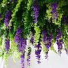 Decorative Flowers 2pcs Hanging Decorations House Garden Wall Ivy Wisteria Fake 180cm Home Office El Party Supplies Violet Artificial