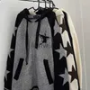 Męskie swetry Koreańska moda męska męska gwiazda z kapturem jesień zimowy sweter Y2K Streetwear Vintage Men Cardigans Płaszcze Bluza Swatery J230806