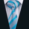 Шелковая галстука для мужчин Blue Stripe Hankerchiefrinks Jacquard Woven Mens Tie Set Wedding Business Work Formal N-0568186B