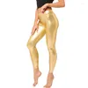 Frauen Leggings glänzende Clubwear -Hosen Frauen Hosen sexy Stretch Body Fitness Elastizität dünn silberschwarz Gold Rot Sport Mode eng