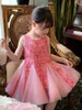 Flickans klänningar Girls 'Princess Dress Summer New Children's Fashion Net Red Tank Top Dress Little Girl Foreigner Mesh Dress