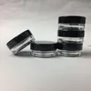 3 ML/3 CC Empty Plastic Clear Pot Bottle Round Black Screw Cap Lid Cosmetic Cream Jar For Makeup Eye Shadow Nails Powder Cfiik