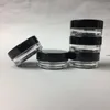 3 ml/3 cc空のプラスチッククリアポットボトルラウンドブラックスクリューキャップ蓋メイクアップアイシャドウネイル用化粧品クリームジャーパウダーcfiik