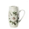 Mugs Super Large Capacity Bone China Waist Drum Water Cup Creative Ceramic Milk Coffee Office With Cover