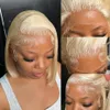 180%density Blonde 613 Short Bob Wig Straight T Part Lace Wigs Human Hair Glueless Brazilian Colored 13x4 Frontal Wig for Women