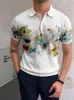 Mens Polos Vintage Print Polo Shirt Men Summer Manga curta Tops casuais Tops Moda Buttonup de colarinho 230815