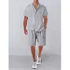 Tracce da uomo da uomo Set di uomini a colore Summer Summer Outfits Shirtshorts a manica corta