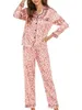 Kadınların pijama kadınlarının uzun kollu ipek saten pijamaları seti - yumuşak ve rahat uzanma için lüks düğmeli