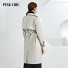 Women's Trench Coats PINK CHIC Spring Autumn Windbreaker Midlength Lapel Collar Women Double Breasted Waist Belt Elegant Commuting British 806 230815