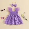 Girl's Dresses Kid Baby Girls Two Piece Outfits Butterfly Princess Tulle Dress and Headband for Party Summer Children Clothes R230815