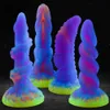 Dildos/Dongs New Luminous Dragon Dildos Huge Anal Toys Soft Octopus Tentacles with Suction Cup Glowing Big Butt Plug Sex Toys for Women HKD230816