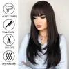 Cosplay Wigs Natural Black Long Straight for Women Synthetic with Bangs Party Daily Use Heat Resistant Fake Hair 230815