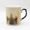 Tassen Drop Bone China Zombie Farbe ändern Kaffeetassen Hitzeempfindlichkeitsempfindlicher Teetassen Druck mit blutigen Händen überrascht Geschenk