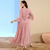 Etnische kleding mode moslim abaya vrouwen hand naad boor temperament lange jurk avondfeestje elegant losroeg Dubai Arabia caftan