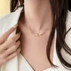 Designer Brand Tiffays Knot Diamond Necklace Womens 925 Sterling Silver High Edition Fashion Versatile Gold Lock Bone Chain