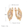 Dingle örhängen 585 Rose Gold Main White Zircon Clip Heart Arrow Stone Cut Compact Crystal Fashion Party Jewelry Ryssland