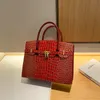 Großhandel Umhängetaschen 6 Farben in diesem Jahr beliebte große Kee-resistente Ledertasche klassische geprägte Krokodilhand Handtasche Elegante goldene Schnalle Handtaschen 8088#