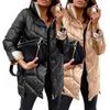 Women's Down Warm Long Sleeve Solid Color Retractable Sleeves Quilted Coat For Daily Wear Thick Jacket Cotton Padded