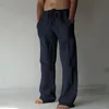 Pantalon pour hommes coton de printemps d'été Line décontractée mâle mâle respirant pantalon de couleur pure fiess streetwear streetvrage pour hommes 230815
