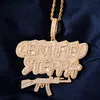 Hiphop dubbele rijen letters pistool hanger ketting sieraden heren rap grote hangers