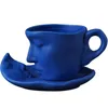 Mugs Luxury Creativity Exquisite Art Kiss Ceramic Ear Hook Hand Made Coffee Cup Dish Set 230815