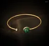 Braccialetti Link 2023 Trend Titanio Steel Non sbiading semplice sfera verde per donne gioielli di moda