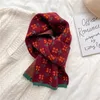 Szaliki moda kwiatowy kaszmirowy szalik dla kobiet zimowe ciepłe dzianiny szaliki chude szyi krawat bandana wełniany styl wełniany przędza 230816