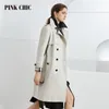 Women's Trench Coats PINK CHIC Spring Autumn Windbreaker Midlength Lapel Collar Women Double Breasted Waist Belt Elegant Commuting British 806 230815