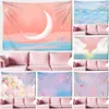 Tapestries Pink Colorful Clouds Starry Tapestry Moon Starry Universe Wall Hanging Room Child Dorm Home Decor R230816