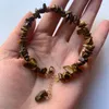 Sinca de lasca irregular de folhas pulseira 14 K Link Goldplated Mulheres 7 Chakra Tumble Stone Bracelets Handmade 1pc