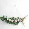 Faux Floral Greenery Yan Artificial Eucalyptus Flower Wall Hanging Decor Plants for Bedroom Living Room Office Front Door Home Decoration 230815