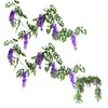 Decorative Flowers 2pcs Hanging Decorations House Garden Wall Ivy Wisteria Fake 180cm Home Office El Party Supplies Violet Artificial