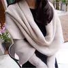 Scarves European Style Winter Women Long Scarf with Sleeves Wool Knitted Scarves for Women Thick Warm Casual Shawl High Quality 230816