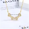 Pendant Necklaces 18K Gold Women Magnet Clover Necklace Jewelry Mama Crystal Heart Drop Delivery Pendants Dh1Nv