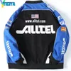 Damesjassen Yiciya Jacket Bomber Racing Biker Coats Blue Varsity Jacket unisex Oversize American Hoge Kwaliteit Borduurwerk honkbal 230815