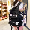 Bolsas escolares mochila garotas de desenhos animados fofos com brinquedos e pinos de moda crianças adolescentes escolar