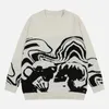 Herrenpullover 2023 Malerei Schädel Grafik Hip Hop Strick -Pullover Herrenmode Jacquard Casual Paar Pullover Dunkelstil Pullover Streetwear J230806