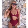 Bikinis Set MJ-16 Y One Piece Baddräkt Kvinnor Badkläder Kvinnlig solid svart rygglös Monokini baddräkt Drop Delivery Sports Out Dhtde